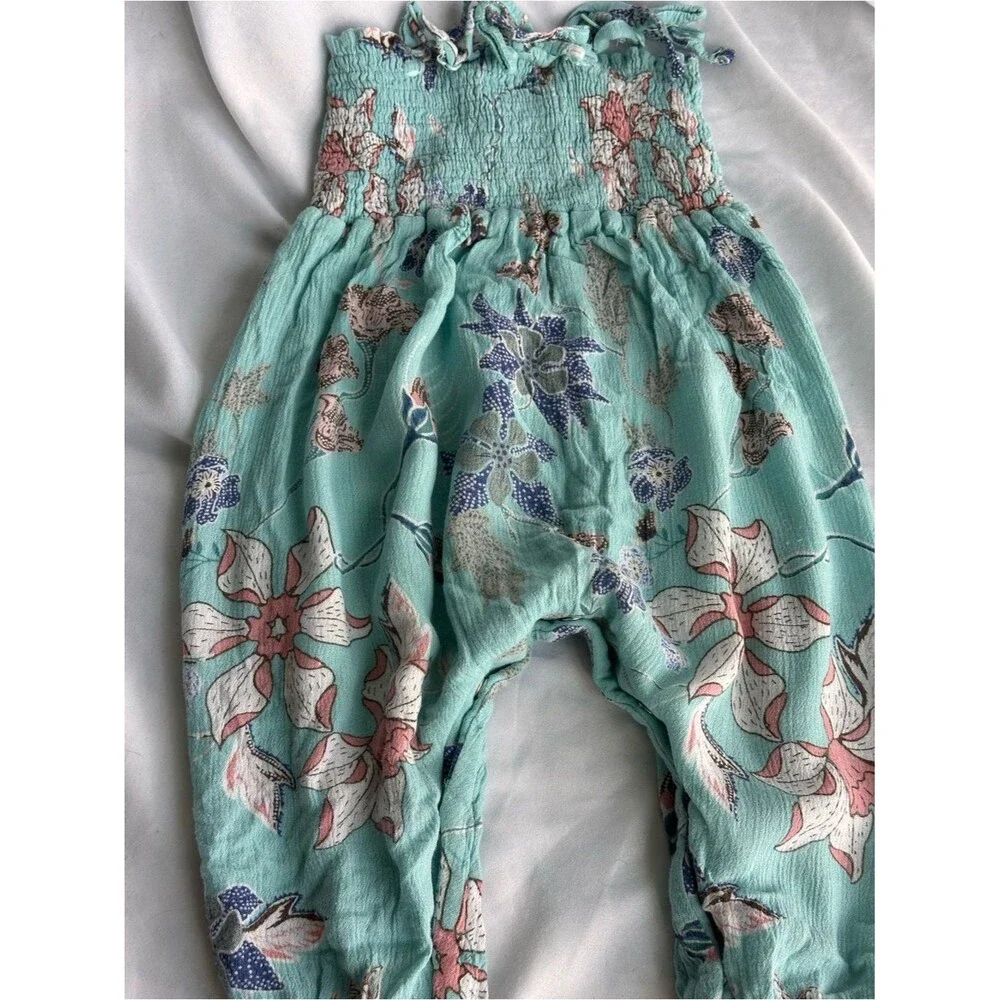 12M Girls' Floral Mint Jumpsuit Romper